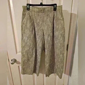 Eileen Fisher Wide Leg Organic Cotton Chainette Print Pants Petite Size L